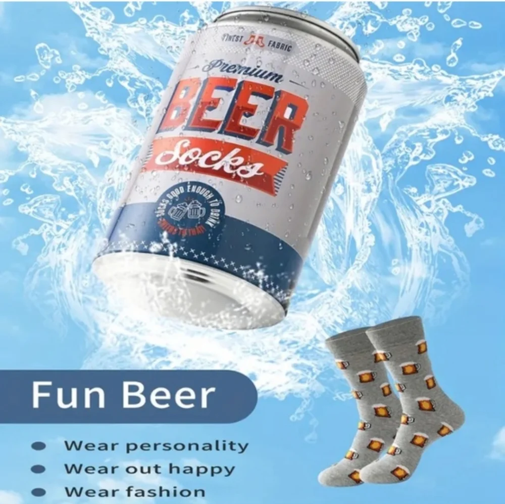 Premium Beer Socks in Gray. NWOT